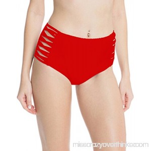 PARICI Women's Bikini Retro High Waisted Strappy Brief Hipster Bottom Multicolor Red B078X8GCJ7